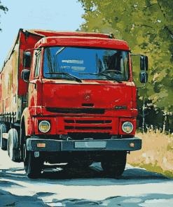 Red Lorry Trucks Diamond Painting