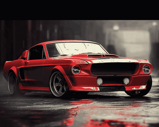 Red Mustang 1967 Diamond Painting