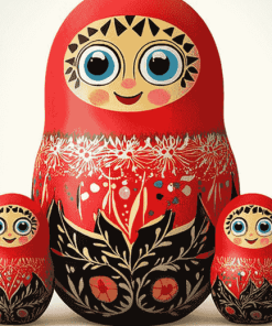 Red Nesting Doll Animation Diamond Painting