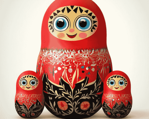 Red Nesting Doll Animation Diamond Painting