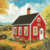 Red Schoolhouse Building Diamond Painting