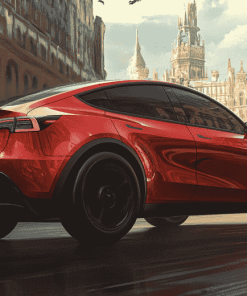 Red Tesla Y Car Diamond Painting