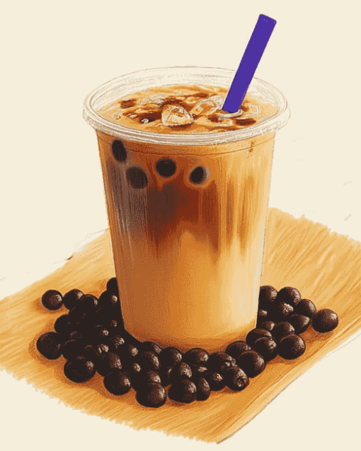 Refreshing Iced Coffee Bubble Tea Diamond Painting