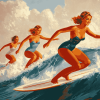 Retro Girls Surf Vibes Diamond Painting
