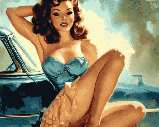 Retro Pin Up Girl Diamond Painting