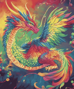 Rippled Rainbow Dragon Diamond Painting