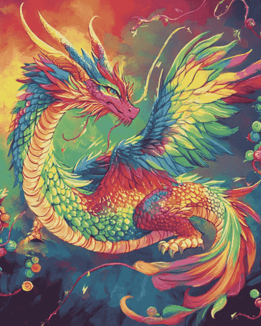 Rippled Rainbow Dragon Diamond Painting