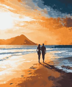 Romantic Beach Silhouette Diamond Painting