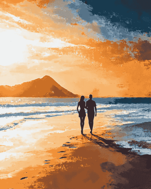 Romantic Beach Silhouette Diamond Painting