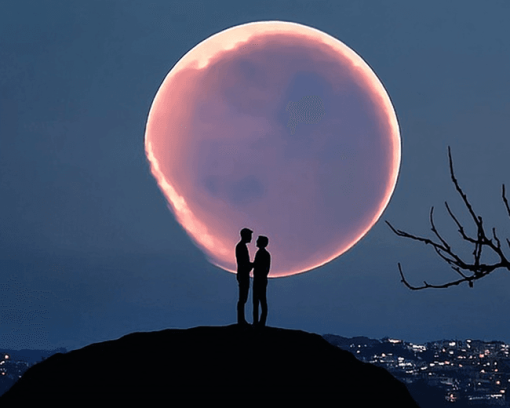 Romantic Couple Moon Diamond Painting