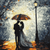 Romantic Lovers in Rain Diamond Painting