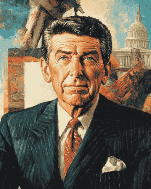 Ronald Reagan Vintage Politician Diamond Painting