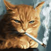 Sad Cat with Cigarette Diamond Painting