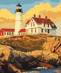 Scenic Nubble Lighthouse Diamond Painting