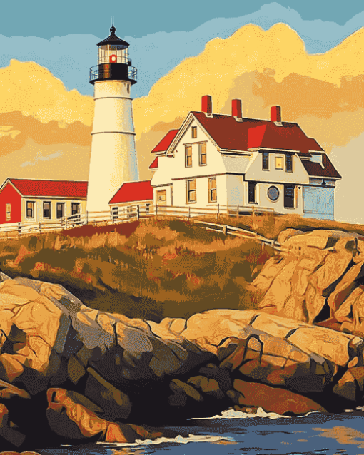 Scenic Nubble Lighthouse Diamond Painting