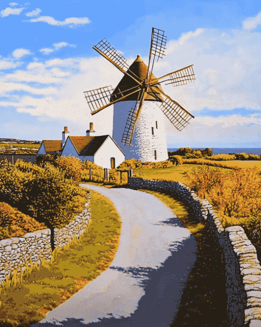 Skerries Windmills Landscape Diamond Painting