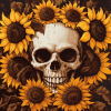 Skull and Sunflowers Bloom Diamond Painting