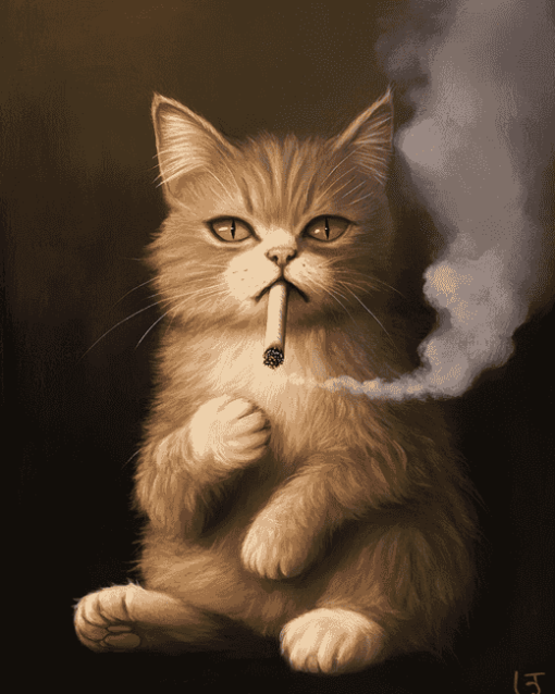 Smoking Cat Diamond Painting