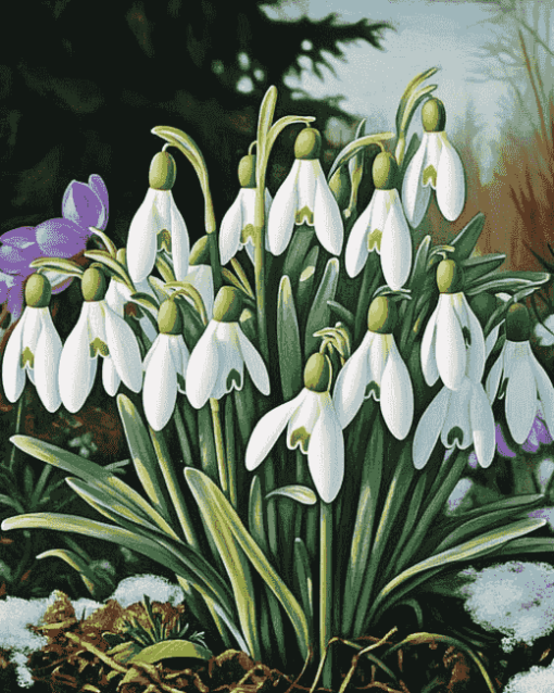 Snow Drops Floral Diamond Painting