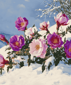 Snowy Blossoms Diamond Painting