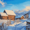 Snowy Landscape Cabin Diamond Painting