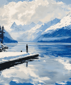 Snowy Mountain Lakes Diamond Painting