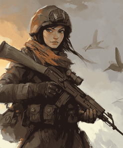 Soldier Woman Cartoon Diamond Painting