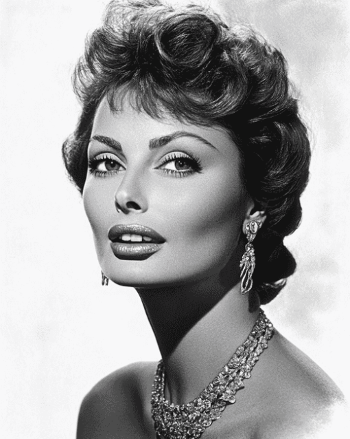 Sophia Loren Black and White Diamond Painting