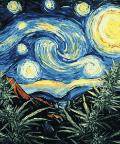 Starry Night Cannabis Diamond Painting