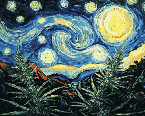 Starry Night Cannabis Diamond Painting