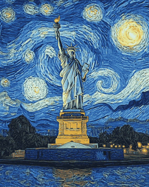 Starry Night Liberty Diamond Painting