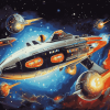 Starship Cartoon Adventure Diamond Painting