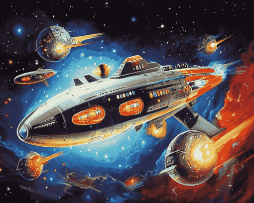 Starship Cartoon Adventure Diamond Painting