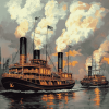 Steamboat Ships Diamond Painting