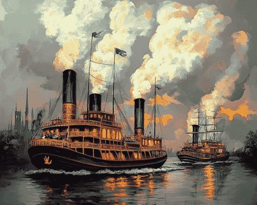 Steamboat Ships Diamond Painting