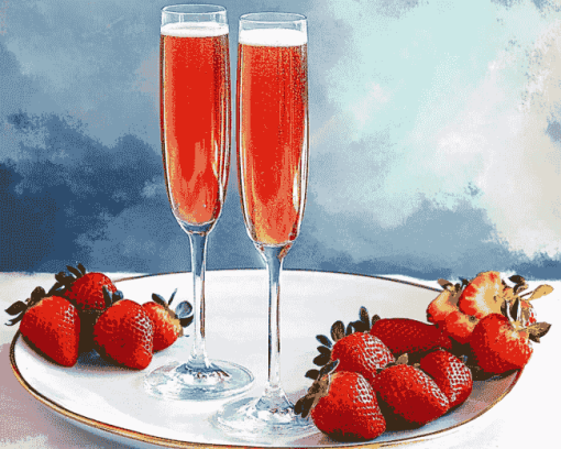 Strawberry Champagne Delight Diamond Painting