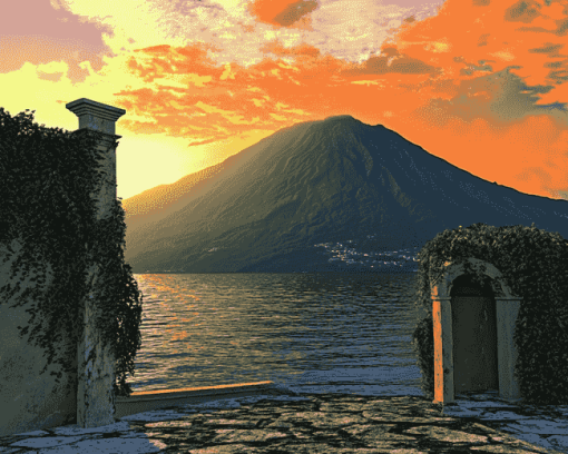 Stromboli Sicily Volcano Landscape Diamond Painting