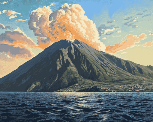 Stromboli Volcano Sicily Diamond Painting