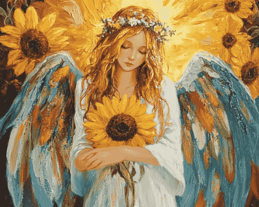 Sunflower Angel Vintage Diamond Painting