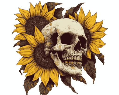 Sunflower Skull Diamond Painting