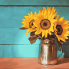 Sunflower Table Blossoms Diamond Painting