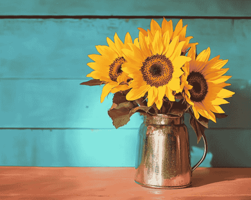 Sunflower Table Blossoms Diamond Painting