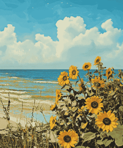 Sunflowers by the Beach Diamond Painting