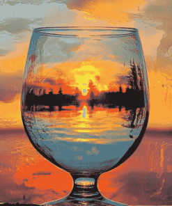 Sunset Seascape Glass Diamond Painting