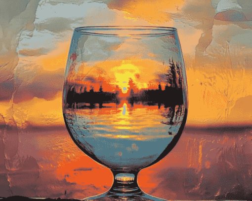 Sunset Seascape Glass Diamond Painting