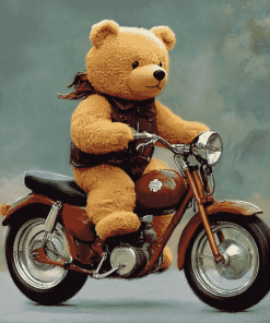 Teddy Bear Riding Bike Diamond Painting