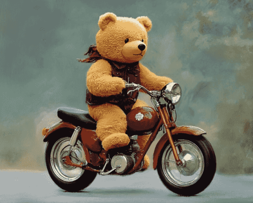 Teddy Bear Riding Bike Diamond Painting