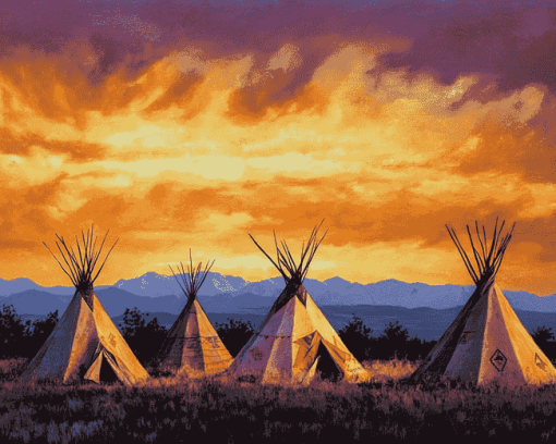 Teepees and Landscapes Diamond Painting