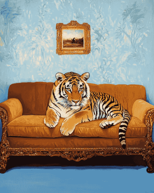 Tiger Resting on Sofa Diamond Painting