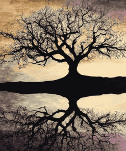 Tree Silhouette Scenery Diamond Painting